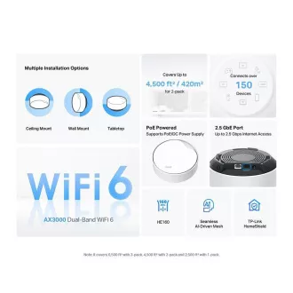 TP-Link Deco X50-PoE (3-pack) WiFi6 Mesh (AX3000, 2, 4GHz/5GHz, 1x2, 5GbELAN/WAN, 1xGbELAN/WAN, 1xPoE) TP-Link Deco X50-PoE (3-pack) WiFi6 Mesh (AX3000, 2, 4GHz/5GHz, 1x2, 5GbELAN/WAN, 1xGbELAN/WAN, 1xPoE)
