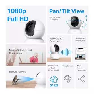 TP-Link Tapo C200C domácí/indoor kamera, (2MP, Full HD 1080p, IR 12m, WiFi, microSD)