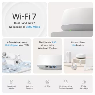 TP-Link Deco BE25(2-pack) WiFi7 Mesh (BE3600, 2, 4GHz/5GHz, 2x2, 5GbELAN/WAN)