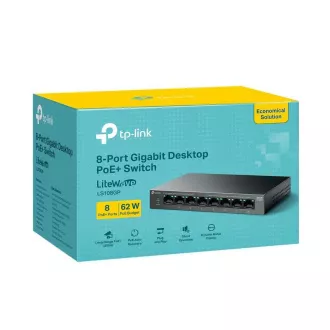 TP-Link LiteWave switch LS108GP (8xGbE, 8xPoE+, 62W, fanless) TP-Link LiteWave switch LS108GP (8xGbE, 8xPoE+, 62W, fanless)