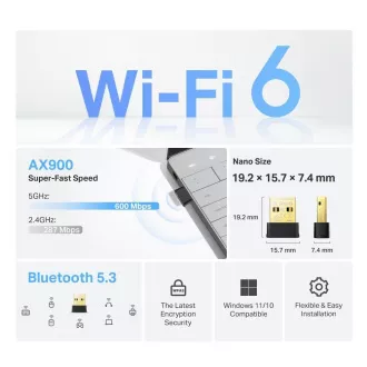 TP-Link Archer TX10UB Nano WiFi6 USB adapter (AX900, 2, 4GHz/5GHz, USB2.0, Bluetooth5.3) TP-Link Archer TX10UB Nano WiFi6 USB adapter (AX900, 2, 4GHz/5GHz, USB2.0, Bluetooth5.3)