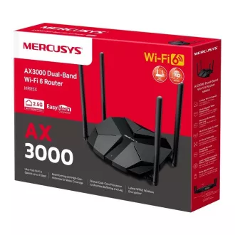 MERCUSYS MR85X WiFi6 router (AX3000, 2, 4GHz/5GHz, 3xGbELAN, 1x2, 5GbEWAN) MERCUSYS MR85X WiFi6 router (AX3000, 2, 4GHz/5GHz, 3xGbELAN, 1x2, 5GbEWAN)