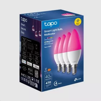 TP-Link Tapo L430C(4-pack) chytrá WiFi stmívatelná LED žárovka (barevná, 2500K-6500K, 470lm, 2, 4GHz, E14) TP-Link Tapo L430C(4-pack) chytrá WiFi stmívatelná LED žárovka (barevná, 2500K-6500K, 470lm, 2, 4GHz, E14)