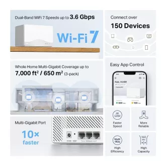MERCUSYS Halo H25BE(3-pack) WiFi7 Mesh (BE3600, 2, 4GHz/5GHz, 3xGbELAN/WAN)