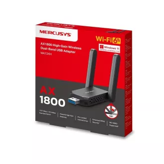 MERCUSYS MA72XH WiFi6 USB adapter (AX1800, 2, 4GHz/5GHz, USB3.0) MERCUSYS MA72XH WiFi6 USB adapter (AX1800, 2, 4GHz/5GHz, USB3.0)