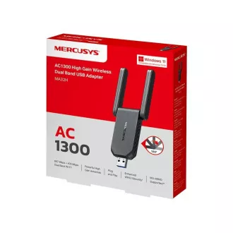 MERCUSYS MA32H WiFi5 USB adapter (AC1300, 2, 4GHz/5GHz, USB3.0) MERCUSYS MA32H WiFi5 USB adapter (AC1300, 2, 4GHz/5GHz, USB3.0)