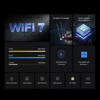 MERCUSYS MA37BE WiFi7 PCIe adapter (BE6500, 2, 4GHz/5GHz/6GHz, Bluetooth5.4) MERCUSYS MA37BE WiFi7 PCIe adapter (BE6500, 2, 4GHz/5GHz/6GHz, Bluetooth5.4)
