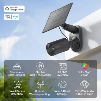 TP-Link Tapo C411 KIT venkovní kamera, solární panel (3MP, 2K QHD, 1296p, IR 9m, WiFi, micro SD card, IP65) TP-Link Tapo C411 KIT venkovní kamera, solární panel (3MP, 2K QHD, 1296p, IR 9m, WiFi, micro SD card, IP65)