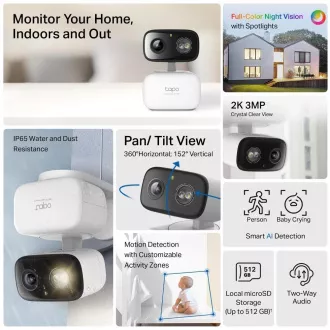 TP-Link Tapo C216 venkovní/outdoor kamera v1.0 (P/N:1770500251) (3MP, 2K 1296p, IR 12m, WiFi, micro SD card) TP-Link Tapo C216 venkovní/outdoor kamera v1.0 (P/N:1770500251) (3MP, 2K 1296p, IR 12m, WiFi, micro SD card)