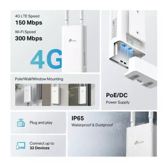 TP-Link TL-MR100-Outdoor venkovní WiiFi4 LTE router (N300, 4G LTE, 2, 4GHz, 1x100Mb/s LAN, 1x100Mb/s LAN/WAN, 1xnanoSIM) TP-Link TL-MR100-Outdoor venkovní WiiFi4 LTE router (N300, 4G LTE, 2, 4GHz, 1x100Mb/s LAN, 1x100Mb/s LAN/WAN, 1xnanoSIM)