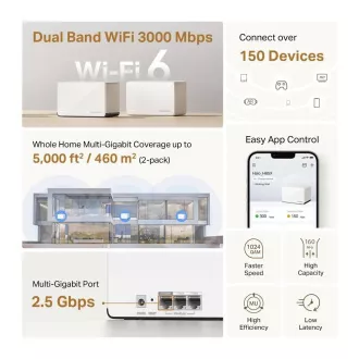 MERCUSYS Halo H85X(3-pack) WiFi6 Mesh (AX3000, 2, 4GHz/5GHz, 1x2, 5GbELAN/WAN, 2xGbELAN/WAN) MERCUSYS Halo H85X(3-pack) WiFi6 Mesh (AX3000, 2, 4GHz/5GHz, 1x2, 5GbELAN/WAN, 2xGbELAN/WAN)