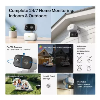 TP-Link Tapo C236 venkovní/outdoor kamera (5MP, 3K 1620p, IR 20m, WiFi, micro SD card) TP-Link Tapo C236 venkovní/outdoor kamera (5MP, 3K 1620p, IR 20m, WiFi, micro SD card)