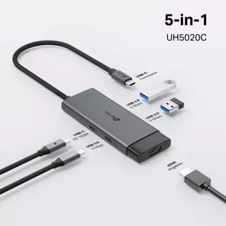 TP-Link UH5020C USB-C hub 5v1 (2x USB3.2Gen1, 2xUSB-C3.2Gen1, 1xHDMI, PD 100W)