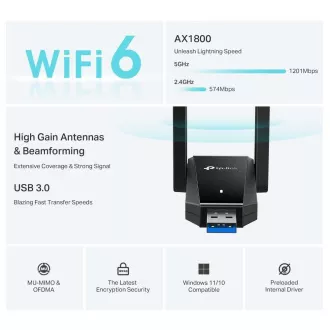 TP-Link Archer TX30U Plus WiFi6 USB adapter (AX1800, 2, 4GHz/5GHz, USB3.0) TP-Link Archer TX30U Plus WiFi6 USB adapter (AX1800, 2, 4GHz/5GHz, USB3.0)