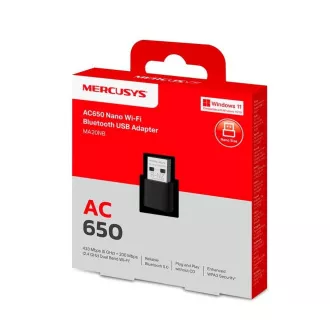 MERCUSYS MA20NB WiFi5 USB nano adapter (AC650, 2, 4GHz/5GHz, Bluetooth5.0, USB2.0) MERCUSYS MA20NB WiFi5 USB nano adapter (AC650, 2, 4GHz/5GHz, Bluetooth5.0, USB2.0)