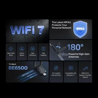 MERCUSYS MA37BEH WiFi7 USB adapter (AC1300, 2, 4GHz/5GHz/6GHz, USB3.0) MERCUSYS MA37BEH WiFi7 USB adapter (AC1300, 2, 4GHz/5GHz/6GHz, USB3.0)