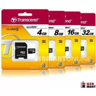 TRANSCEND MicroSDHC karta 4GB Class 4 + adaptér