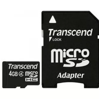 TRANSCEND MicroSDHC karta 4GB Class 4 + adaptér