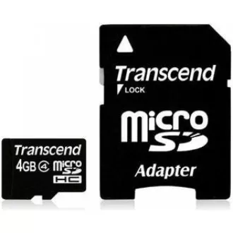 TRANSCEND MicroSDHC karta 4GB Class 4 + adaptér