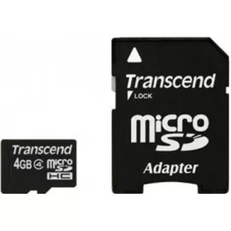 TRANSCEND MicroSDHC karta 4GB Class 4 + adaptér