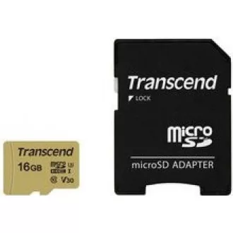 TRANSCEND MicroSDHC karta 16GB 500S, UHS-I U3 V30 + adaptér TRANSCEND MicroSDHC karta 16GB 500S, UHS-I U3 V30 + adaptér