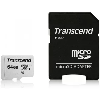 TRANSCEND MicroSDXC karta 64GB 300S, UHS-I U1 + adaptér TRANSCEND MicroSDXC karta 64GB 300S, UHS-I U1 + adaptér