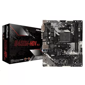 ASRock MB Sc AM4 B450M-HDV R4.0, AMD B450, 2xDDR4, VGA, mATX ASRock MB Sc AM4 B450M-HDV R4.0, AMD B450, 2xDDR4, VGA, mATX