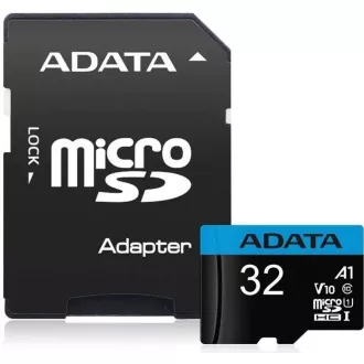 ADATA MicroSDHC karta 32GB UHS-I Class 10, A1 + SD adaptér, Premier ADATA MicroSDHC karta 32GB UHS-I Class 10, A1 + SD adaptér, Premier