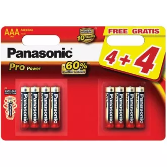 PANASONIC Alkalické baterie - Pro Power AAA 4+4F 1, 5V balení - 8ks