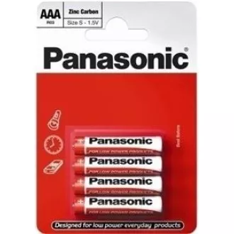 PANASONIC Zinkouhlíkové baterie Red Zinc R03RZ/4BP EU AAA 1, 5V (Blistr 4ks) PANASONIC Zinkouhlíkové baterie Red Zinc R03RZ/4BP EU AAA 1, 5V (Blistr 4ks)