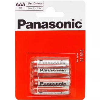 PANASONIC Zinkouhlíkové baterie Red Zinc R03RZ/4BP EU AAA 1, 5V (Blistr 4ks) PANASONIC Zinkouhlíkové baterie Red Zinc R03RZ/4BP EU AAA 1, 5V (Blistr 4ks)