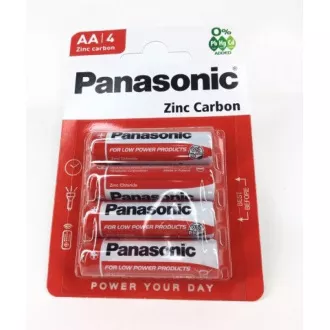 PANASONIC Zinkouhlíkové baterie Red Zinc R6RZ/4BP EU AA 1, 5V (Blistr 4ks) PANASONIC Zinkouhlíkové baterie Red Zinc R6RZ/4BP EU AA 1, 5V (Blistr 4ks)