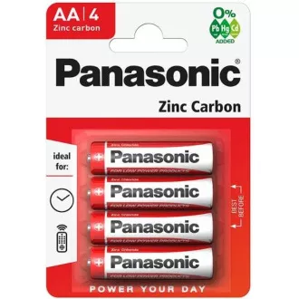 PANASONIC Zinkouhlíkové baterie Red Zinc R6RZ/4BP EU AA 1, 5V (Blistr 4ks) PANASONIC Zinkouhlíkové baterie Red Zinc R6RZ/4BP EU AA 1, 5V (Blistr 4ks)