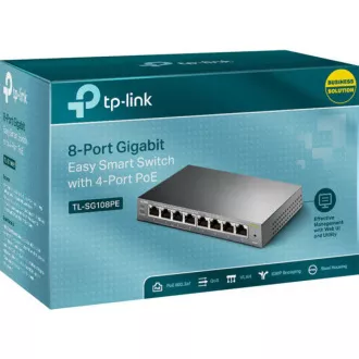 TP-Link Easy Smart switch TL-SG108PE (8xGbE, 4xPoE+, 64W, fanless) TP-Link Easy Smart switch TL-SG108PE (8xGbE, 4xPoE+, 64W, fanless)