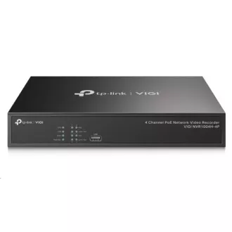 TP-Link VIGI NVR1004H-4P, videorekordér, 4 channels, 4xPoE, 1xSATA, 1x100Mb/s LAN, 2xUSB2.0, 1xHDMI, 1xVGA TP-Link VIGI NVR1004H-4P, videorekordér, 4 channels, 4xPoE, 1xSATA, 1x100Mb/s LAN, 2xUSB2.0, 1xHDMI, 1xVGA