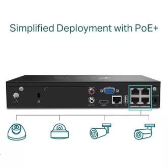 TP-Link VIGI NVR1004H-4P, videorekordér, 4 channels, 4xPoE, 1xSATA, 1x100Mb/s LAN, 2xUSB2.0, 1xHDMI, 1xVGA TP-Link VIGI NVR1004H-4P, videorekordér, 4 channels, 4xPoE, 1xSATA, 1x100Mb/s LAN, 2xUSB2.0, 1xHDMI, 1xVGA