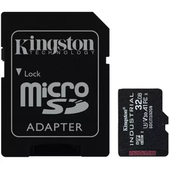 Kingston MicroSDHC karta 32GB Industrial C10 A1 pSLC Card + SD Adapter Kingston MicroSDHC karta 32GB Industrial C10 A1 pSLC Card + SD Adapter