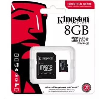 Kingston MicroSDHC karta 8GB Industrial C10 A1 pSLC Card + SD Adapter Kingston MicroSDHC karta 8GB Industrial C10 A1 pSLC Card + SD Adapter