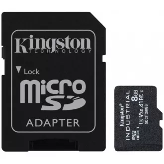 Kingston MicroSDHC karta 8GB Industrial C10 A1 pSLC Card + SD Adapter Kingston MicroSDHC karta 8GB Industrial C10 A1 pSLC Card + SD Adapter