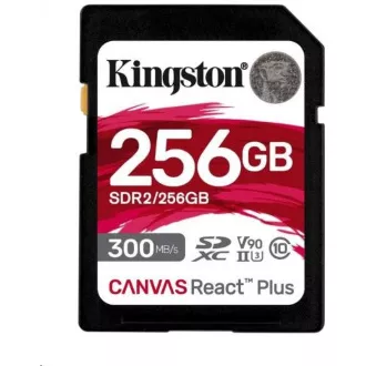 Kingston SDXC karta 256GB Canvas React Plus SDXC UHS-II 300R/260W U3 V90 for Full HD/4K/8K Kingston SDXC karta 256GB Canvas React Plus SDXC UHS-II 300R/260W U3 V90 for Full HD/4K/8K