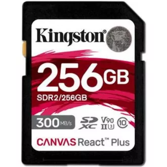 Kingston SDXC karta 256GB Canvas React Plus SDXC UHS-II 300R/260W U3 V90 for Full HD/4K/8K Kingston SDXC karta 256GB Canvas React Plus SDXC UHS-II 300R/260W U3 V90 for Full HD/4K/8K