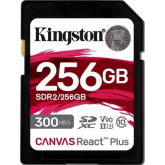 Kingston SDXC karta 256GB Canvas React Plus SDXC UHS-II 300R/260W U3 V90 for Full HD/4K/8K Kingston SDXC karta 256GB Canvas React Plus SDXC UHS-II 300R/260W U3 V90 for Full HD/4K/8K