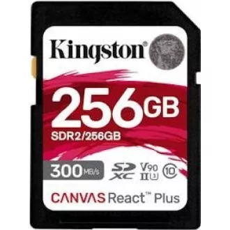 Kingston SDXC karta 256GB Canvas React Plus SDXC UHS-II 300R/260W U3 V90 for Full HD/4K/8K Kingston SDXC karta 256GB Canvas React Plus SDXC UHS-II 300R/260W U3 V90 for Full HD/4K/8K