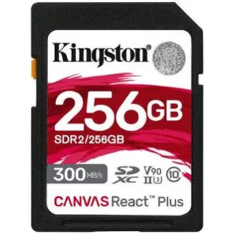 Kingston SDXC karta 256GB Canvas React Plus SDXC UHS-II 300R/260W U3 V90 for Full HD/4K/8K Kingston SDXC karta 256GB Canvas React Plus SDXC UHS-II 300R/260W U3 V90 for Full HD/4K/8K