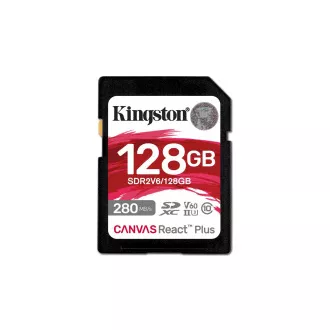 Kingston SDXC karta 128GB Canvas React Plus, UHS-II, U3, V60, R:280/W:100MB/s Kingston SDXC karta 128GB Canvas React Plus, UHS-II, U3, V60, R:280/W:100MB/s