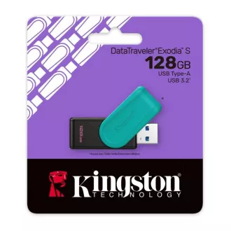 Kingston Flash Disk 128GB USB3.2 Gen 1 DataTraveler Exodia S (Black + Turquoise) Kingston Flash Disk 128GB USB3.2 Gen 1 DataTraveler Exodia S (Black + Turquoise)