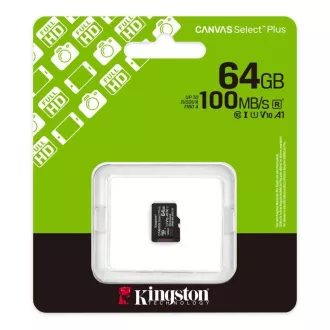 Kingston MicroSDXC karta 64GB Canvas Select Plus, U1, V10, A1 Kingston MicroSDXC karta 64GB Canvas Select Plus, U1, V10, A1