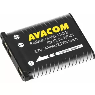 AVACOM Olympus Li-40B, Li-42B, Fujifilm NP-45, Nikon EN-EL10 Li-Ion 3.7V 740mAh 2.7Wh AVACOM Olympus Li-40B, Li-42B, Fujifilm NP-45, Nikon EN-EL10 Li-Ion 3.7V 740mAh 2.7Wh