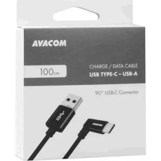 Datový a nabíjecí kabel USB - USB Type-C, 100cm, konektor v úhlu 90°, černý