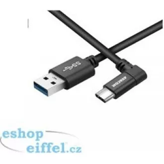 Datový a nabíjecí kabel USB - USB Type-C, 100cm, konektor v úhlu 90°, černý